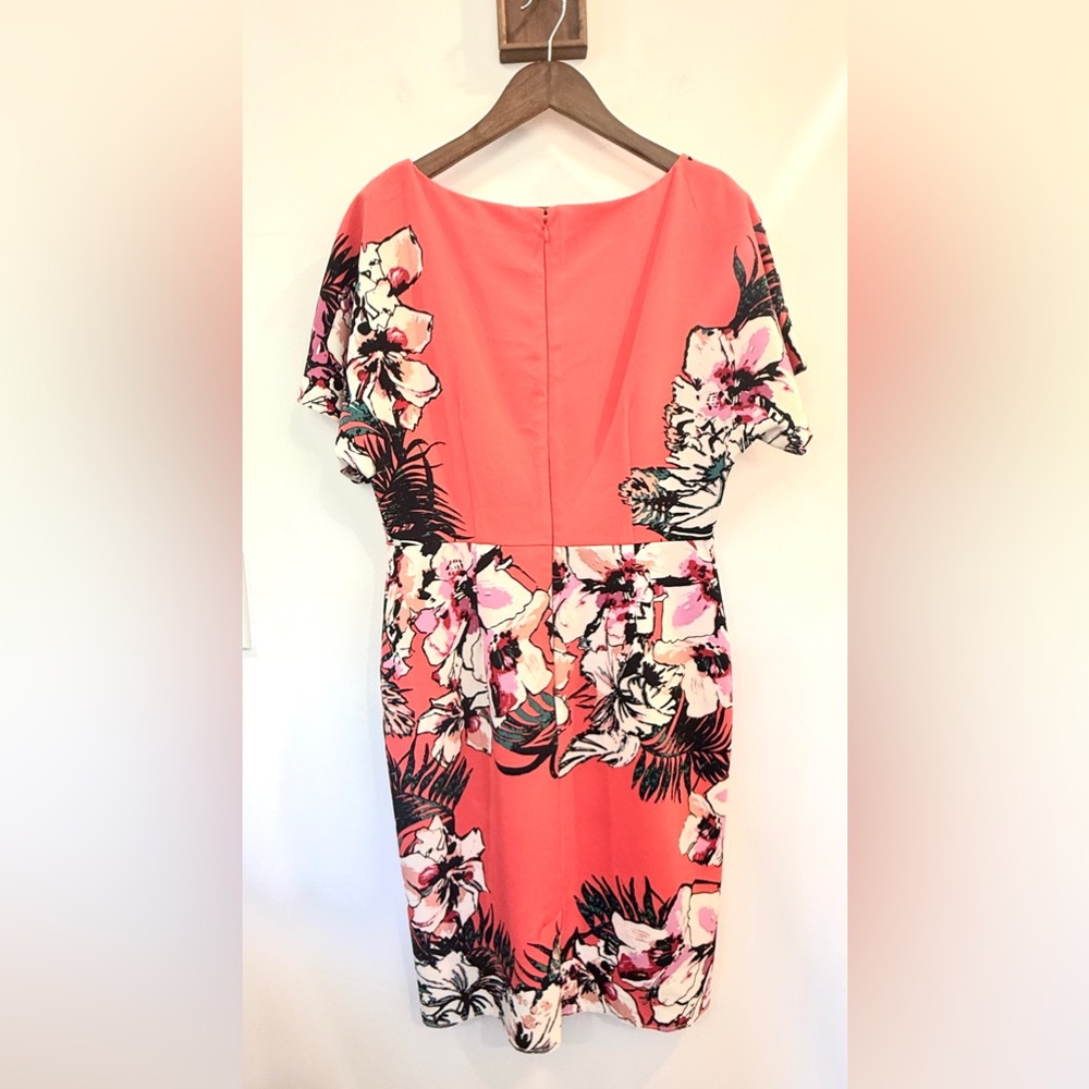 Adrianna Papell Coral Floral Sheath Dress - Picture 4 of 13